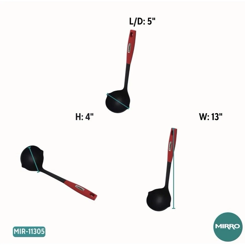 XL Canning Ladle 8oz Kitchen Tool for Jams Soups Black with Red Handle